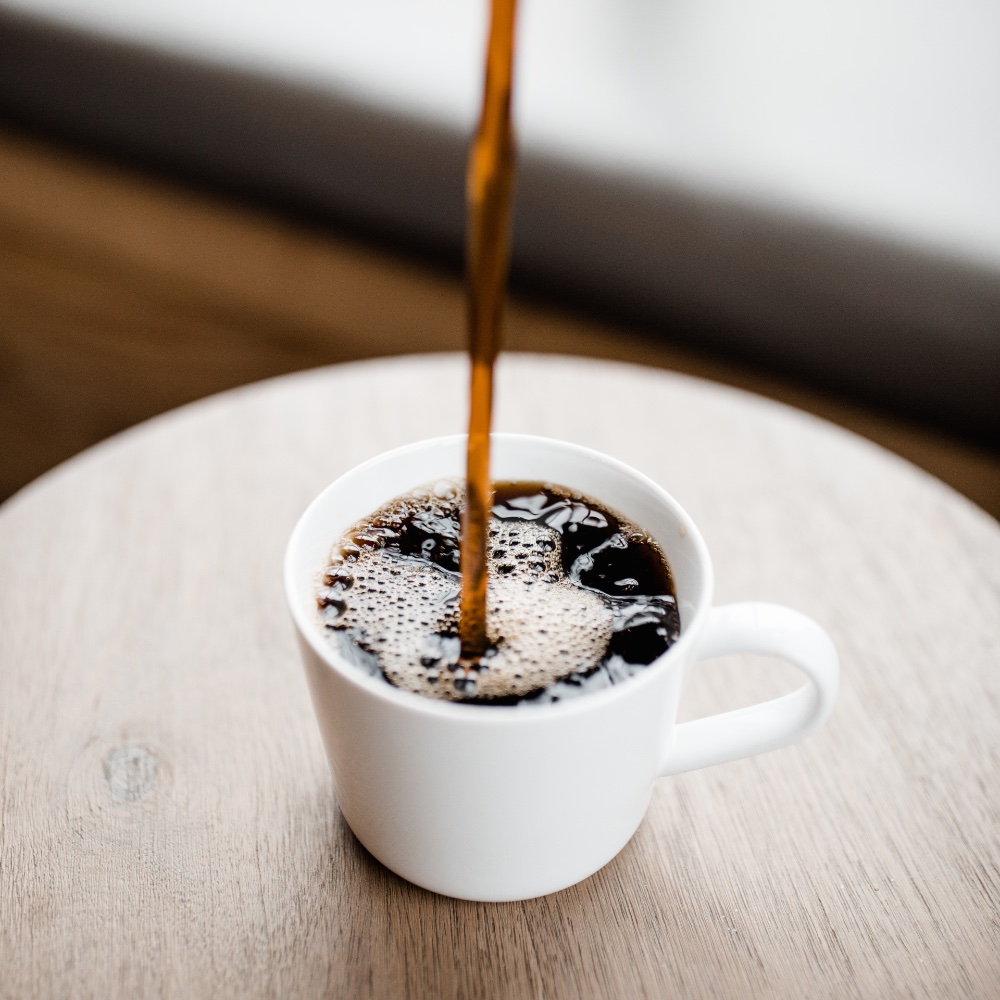 I drink my coffee black.